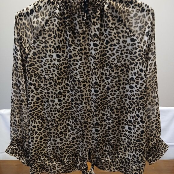 Womens Leopard Print Tie-Front Blouse Sz XL - Picture 1 of 1